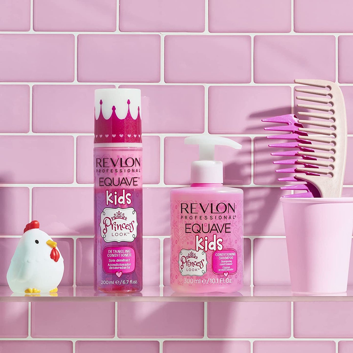 Revlon Professional Equave Kids Princess Look, Duo Enfant Shampoing Démêlant Hydratant & Soin Spray Démêlant Sans Rinçage, Sans Paraben, Sans Sulfate, Fraise