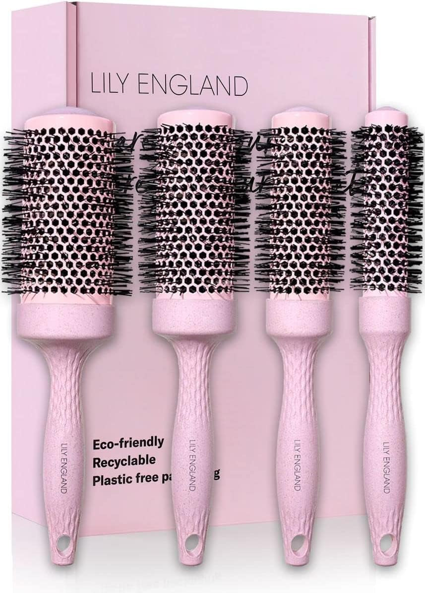 Ensemble De Brosses À Cheveux Rondes Écologiques Pour Femme – Brosses Rondes Recyclables Pour Le Brushing - Cadeau Respectueux De L’Environnement Par  (Rose)