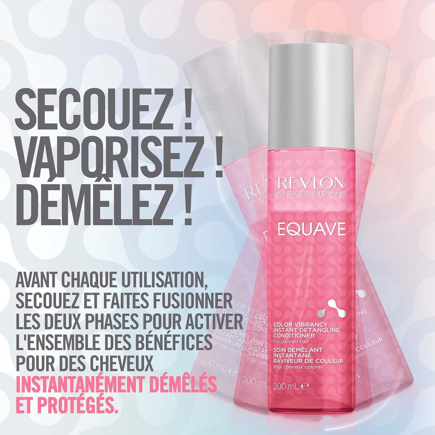 REVLON PROFESSIONAL EQUAVE™ SOIN DÉMÊLANT BI-PHASE PROFESSIONNEL RAVIVEUR DE COULEUR, Sans Rinçage Pour Cheveux Colorés, Soin Démêlant, Démêlant, 200Ml