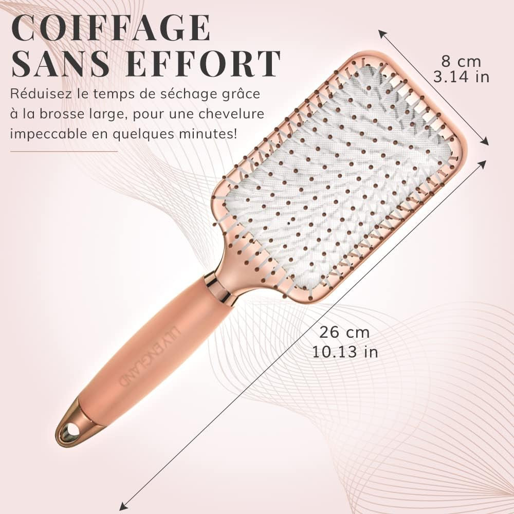 Élégante Brosse Plate, Parfaite Pour Le Démêlage, Le Lissage Et Le Séchage, or Rose,