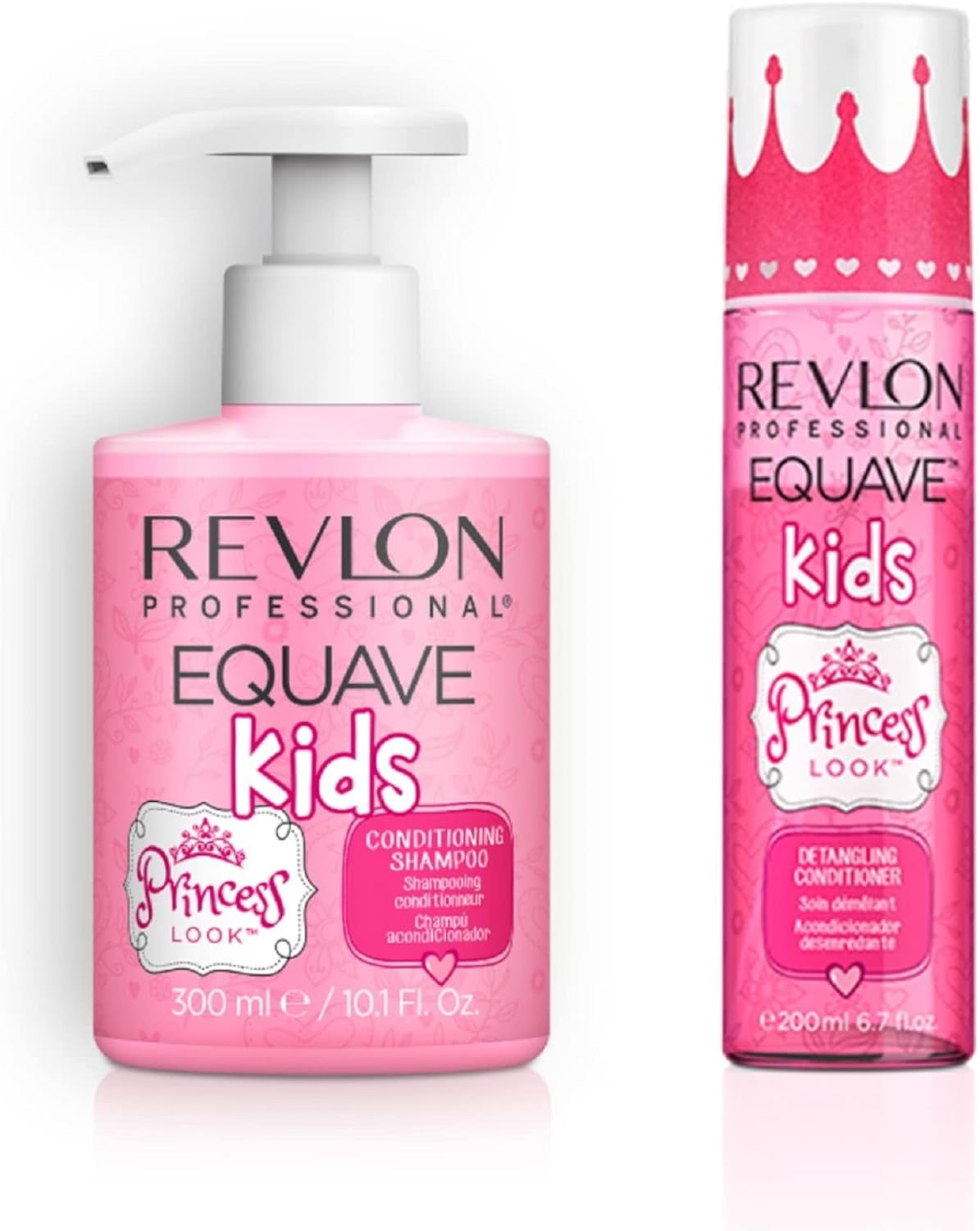 Revlon Professional Equave Kids Princess Look, Duo Enfant Shampoing Démêlant Hydratant & Soin Spray Démêlant Sans Rinçage, Sans Paraben, Sans Sulfate, Fraise