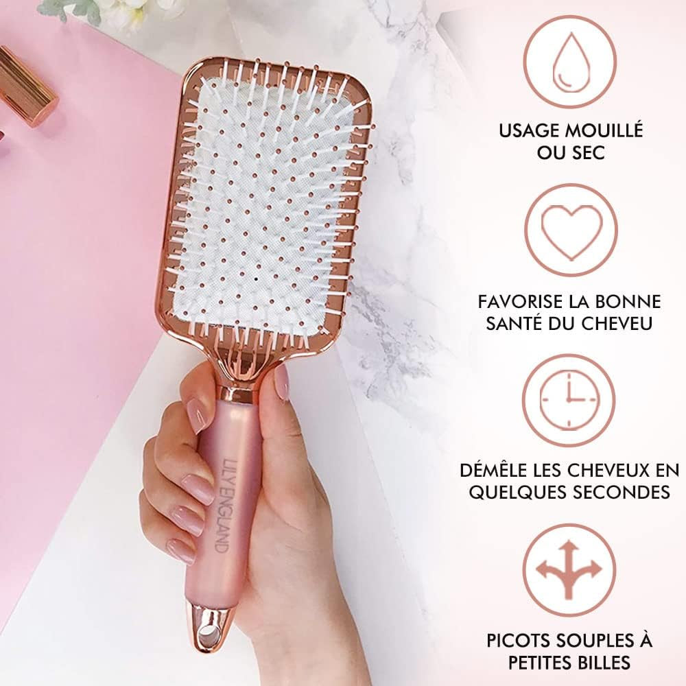 Élégante Brosse Plate, Parfaite Pour Le Démêlage, Le Lissage Et Le Séchage, or Rose,