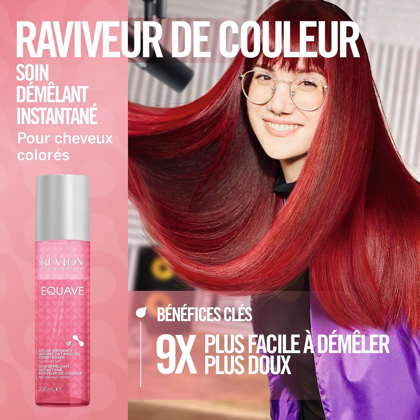 REVLON PROFESSIONAL EQUAVE™ SOIN DÉMÊLANT BI-PHASE PROFESSIONNEL RAVIVEUR DE COULEUR, Sans Rinçage Pour Cheveux Colorés, Soin Démêlant, Démêlant, 200Ml